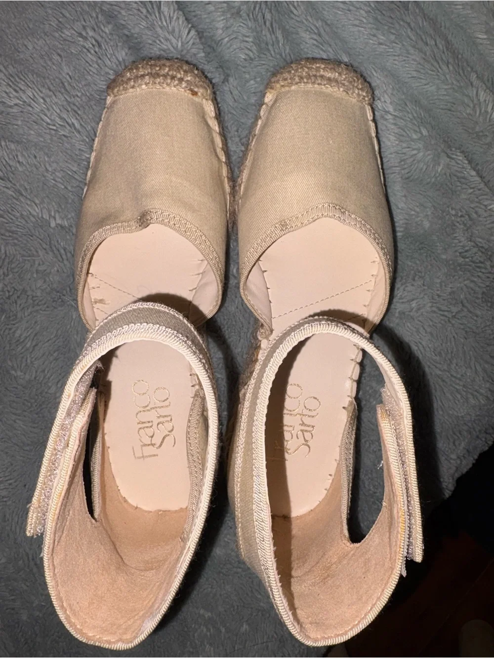 Franco Sarto Cream Espadrille Ankle-Strap Flats
